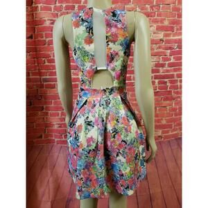 Varga ivory floral rose patterned vintage style Sleeveles sundress Size Small